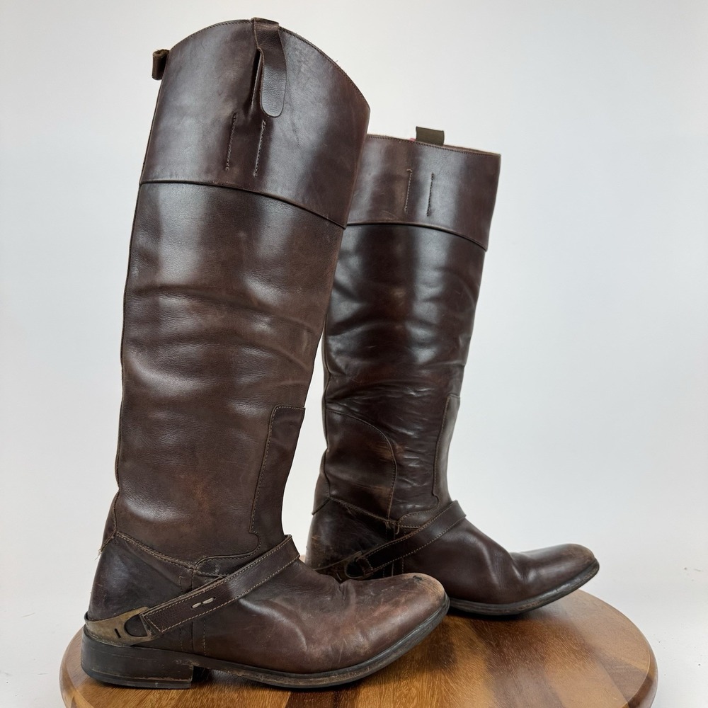 Womens Golden Goose Charlye Brown Leather Tall Knee High Riding Boots Size EU 38
